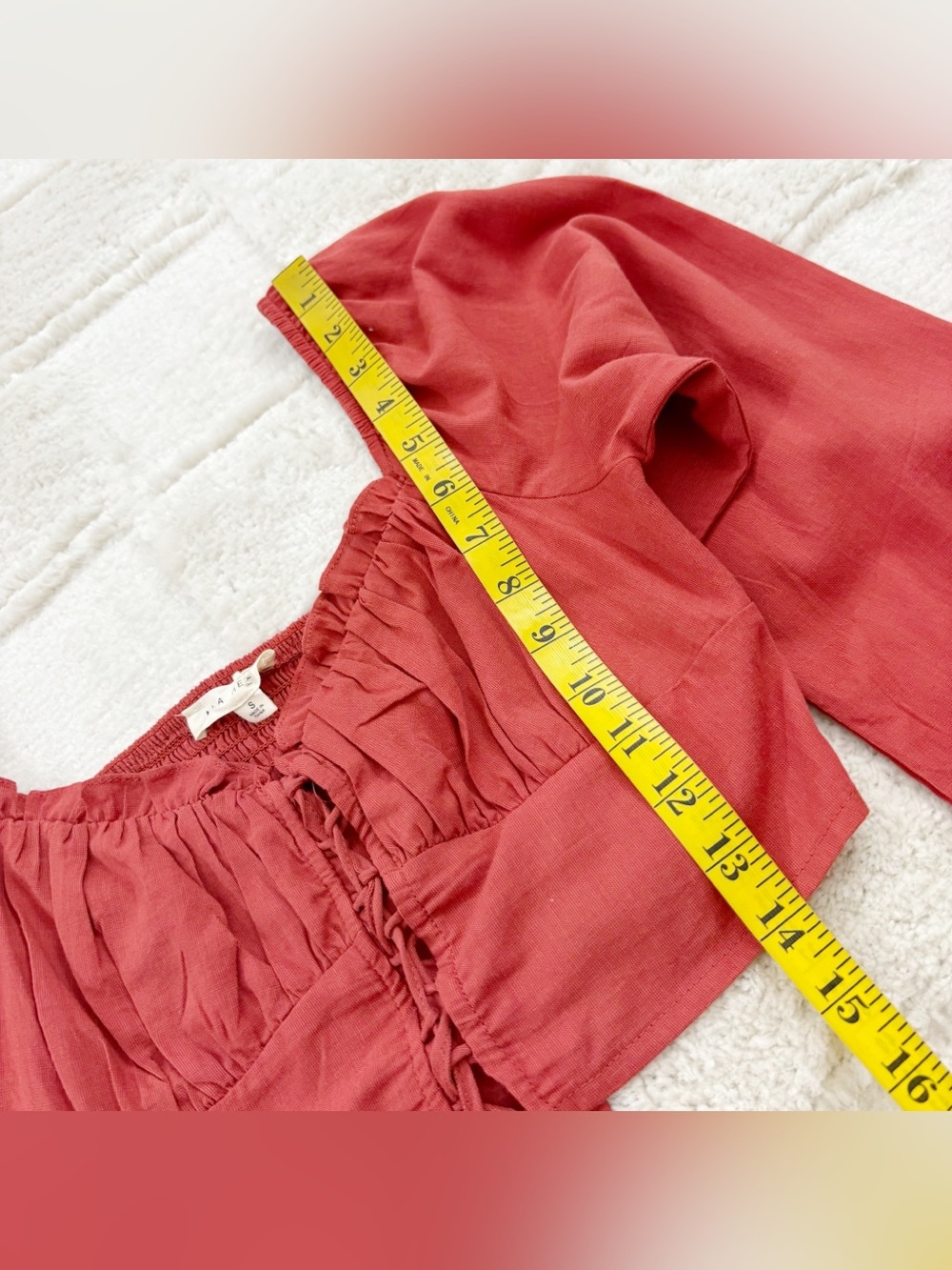 PacSun LA Hearts Rust Red Lace-Up Long Sleeve Crop Top Small - Picture 11 of 12